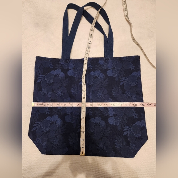 Handmade Navy Blue Flower Design Tote Bag - Picture 5 of 5